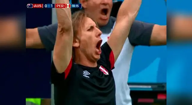 La eufórica reacción de Ricardo Gareca tras el primer gol en Rusia 2018 