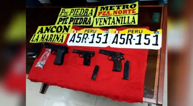 Armas de fuego, placas falsas y letreros de colectiveros fueron encontrados Armas de fuego, placas falsas y letreros de colectiveros fueron encontrados