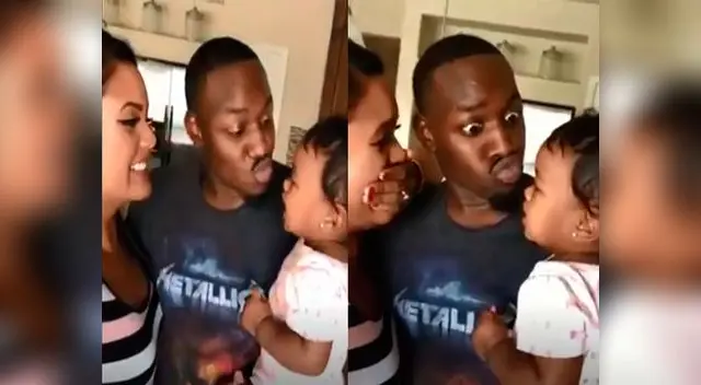 La pequeña rechaza el beso de su papá de la manera más divertida | Foto: Captura