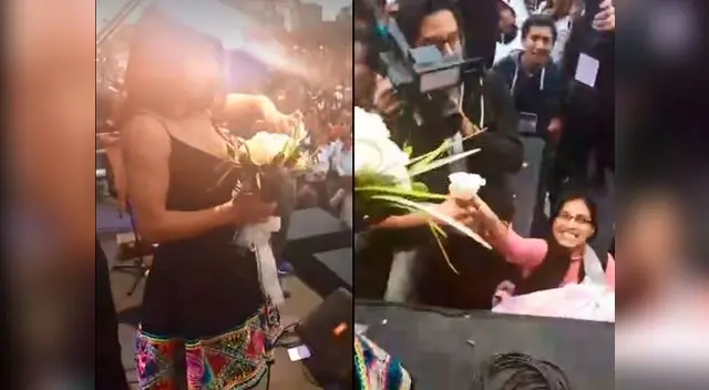 la actriz regaló rosa de su bouquet a una madre 