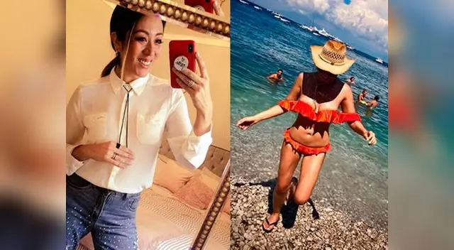 Cathy Sáenz presume diminuta cintura bajo el sol de España