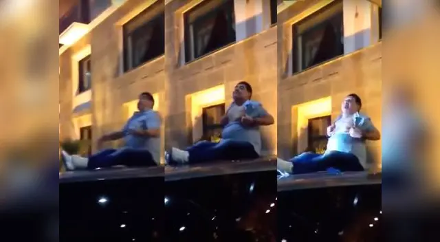 Diego Maradona cantó con hinchas sobre el techo de un carro