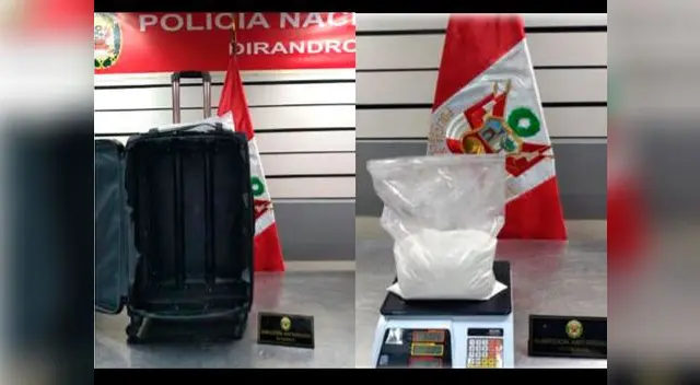 La droga estaba escondida en la maleta