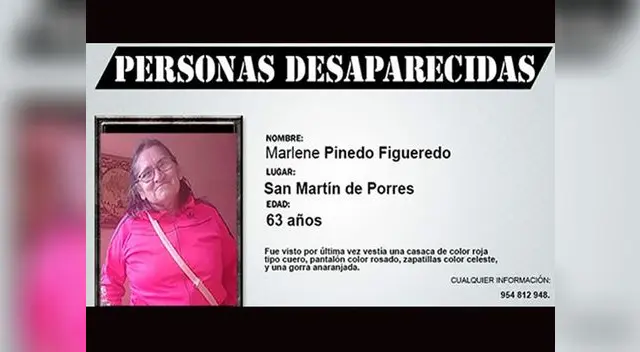Buscan a anciana que desapareció en San Martín de Porres