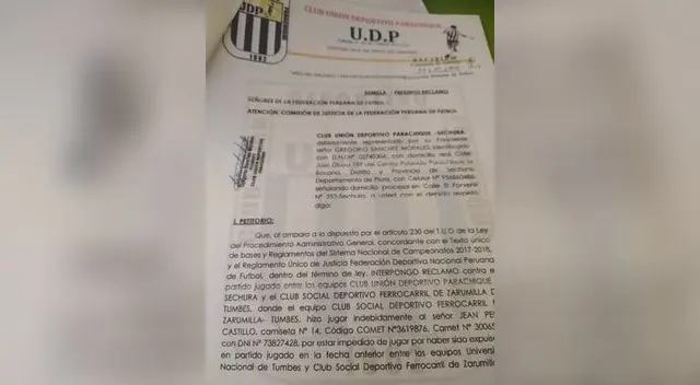 Este es el documento del reclamo del UDP Este es el documento del reclamo del UDP