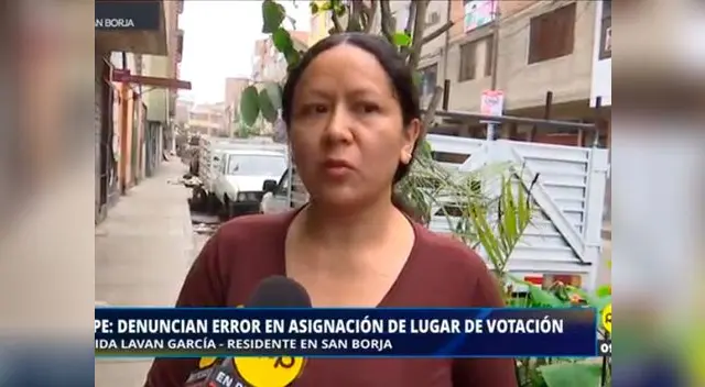 Mujer denuncia error en asignación de lugar de votación.