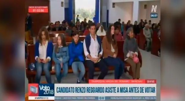 Renzo Reggiardo asiste a misa en Manchay y así inicia su jornada electoral Renzo Reggiardo asiste a misa en Manchay y así inicia su jornada electoral