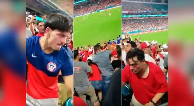 Peruanos y chilenos se pelearon en pleno partido de ambas selecciones Peruanos y chilenos se pelearon en pleno partido de ambas selecciones