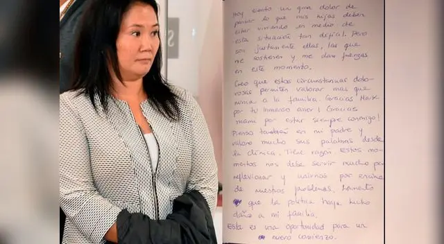 Keiko Fujimori escribe segunda carta tras cumplir orden de detención