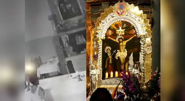 Delincuente se persigna frente al Señor de los Milagros y roba cáliz de iglesia Delincuente se persigna frente al Señor de los Milagros y roba cáliz de iglesia