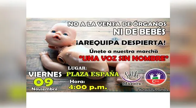 Marcha contra el tráfico de bebés y órganos en Arequipa