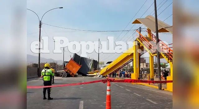 Puente cae sobre auto en la Panamericana Norte Puente cae sobre auto en la Panamericana Norte