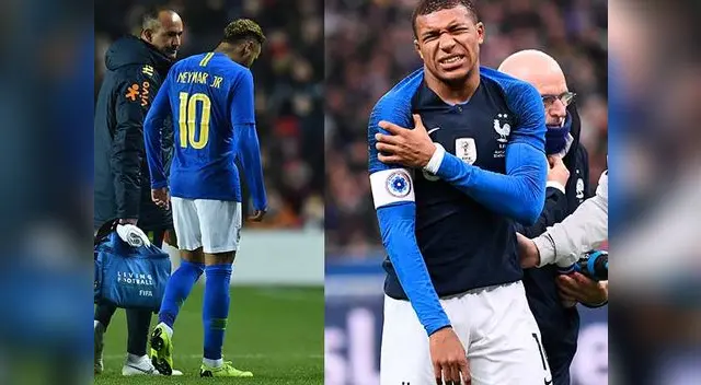  Ambos atacantes Neymar y Mbappé  no acabaron los amistosos de sus selecciones. 