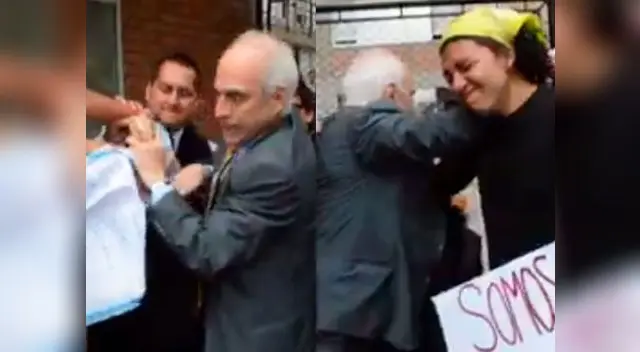 Rector de PUCP empuja a alumnos en protesta 