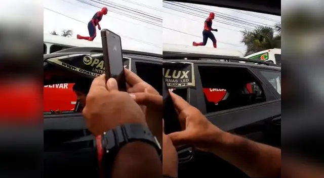 Spiderman peruano sorprende saltando buses en Lima Spiderman peruano sorprende saltando buses en Lima