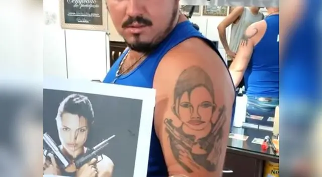 Su reacción tras tatuarse el rostro de Angelina Jolie se hizo viral