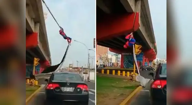 Hombre araña peruano sorprende con acrobacias en el Callao 