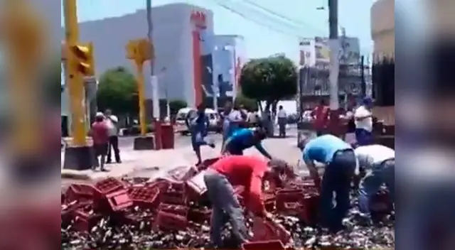 Camión con cajas de cervezas se volcó en Callao 