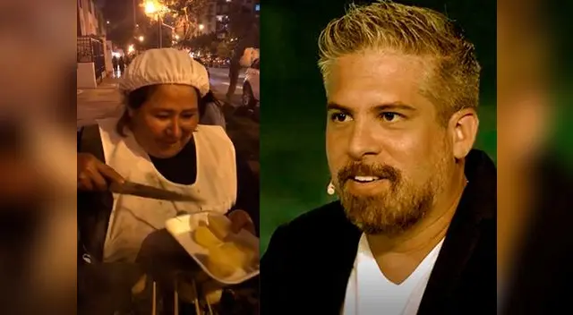 Pedro Moral publicita a señora que vende anticuchos Pedro Moral publicita a señora que vende anticuchos