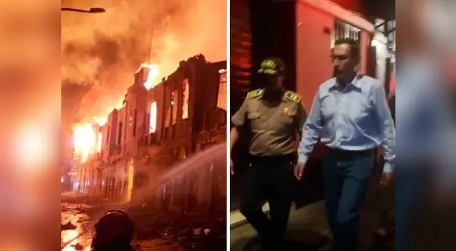 Martín Vizcarra llegó para evaluar los daños que el incendio provocó en los inmuebles de esta zona. 