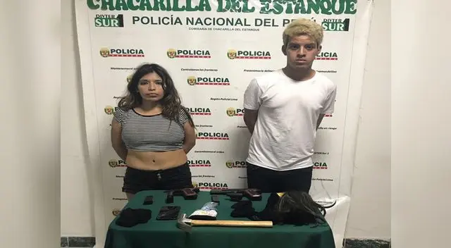 Pareja fue detenida tras asaltar a un taxista en Surco