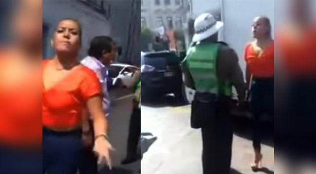 Mujer agredió a efectivo PNP tras choque en el Cercado de Lima Mujer agredió a efectivo PNP tras choque en el Cercado de Lima