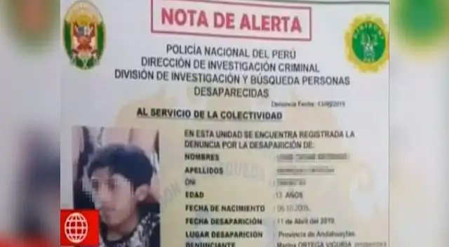 Reportan desaparición de menor en Andahuaylas 