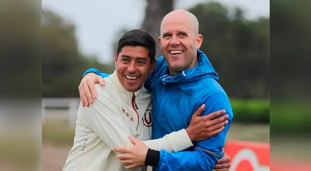 Un fraternal abrazo entre Gian Marco y el técnico Córdova