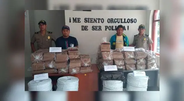 Policía incautó decenas de paquetes de cartucho y rollos de mecha