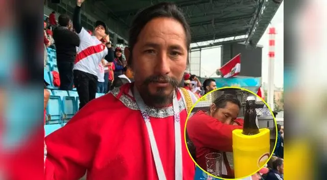 Imágenes en redes sociales, mostraban al hincha de la selección peruana con unas botellas de cerveza alredor