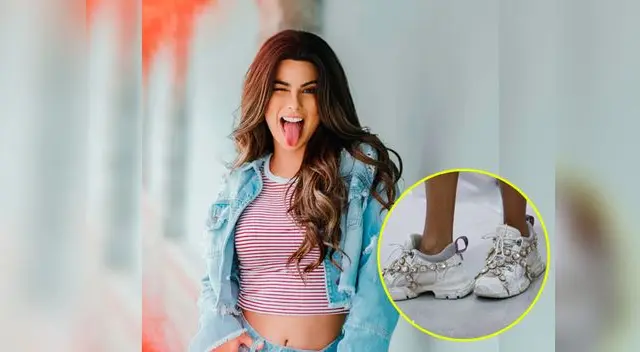 Ivana Yturbe no dudó en modelar sus costosas zapatillas y exhibirlas a todo el público peruano