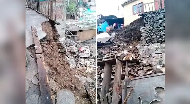 Derrumbe en cerro de El Agustino dejó casas en peligro de colapsar Derrumbe en cerro de El Agustino dejó casas en peligro de colapsar