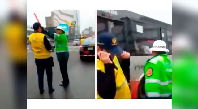 Policía de tránsito escupió a fiscalizador en la Javier Prado