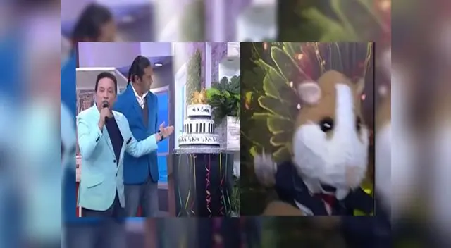 El cuy se emocionó al ver la torta de Deyvis Orosco y terminó en el piso