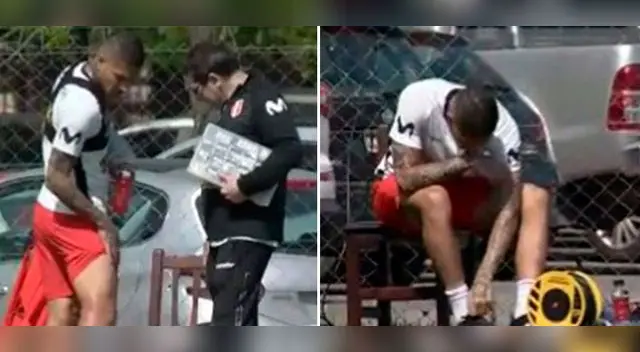 Durante los entrenamientos del lunes, Paolo Guerrero salió sentido. FOTO: Fuente ESPN Durante los entrenamientos del lunes, Paolo Guerrero salió sentido. FOTO: Fuente ESPN