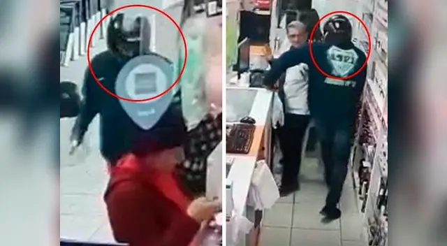 Ladrón motorizado saltó sobre el mostrador para tomar dinero Ladrón motorizado saltó sobre el mostrador para tomar dinero