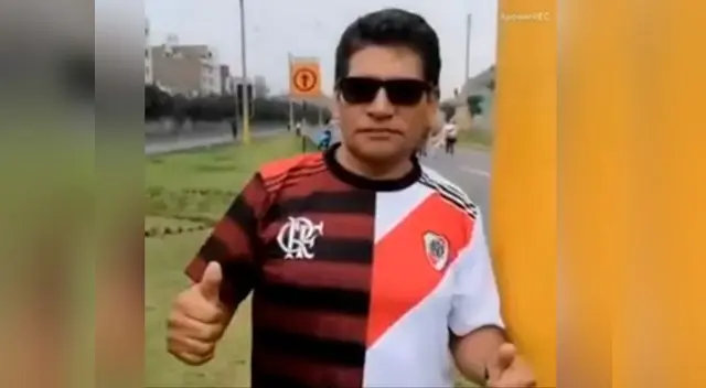 Hincha peruano mostró camiseta doble del River y el Flamengo en Copa Libertadores 2019 Hincha peruano mostró camiseta doble del River y el Flamengo en Copa Libertadores 2019