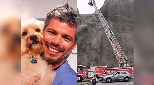 'Pancho Cavero' logra rescatar un perro antes que caiga al acantilado de la Costa Verde 