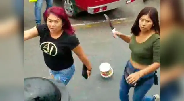 Mujer con cuchillo en mano convoca a agresión a fiscalizadores Mujer con cuchillo en mano convoca a agresión a fiscalizadores