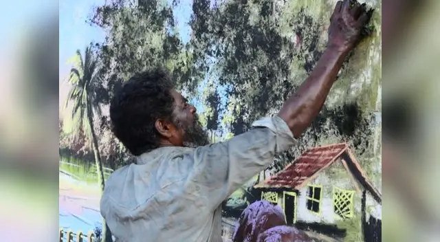 Artista callejero sorprende al pintar paisajes en la India
