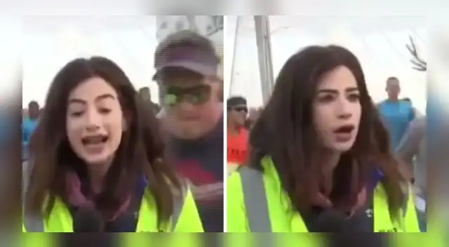 La periodista Alex Bozarjian quedó sorprendida al ser tocada por un desconocido en vivo 