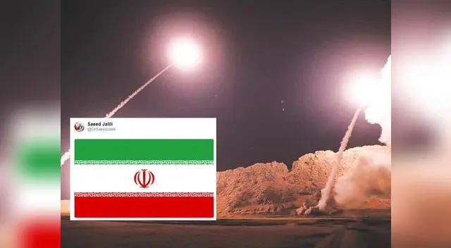 Saeed Jalili postea en Twitter una imagen de la bandera de Irán imitando la publicación de Trump 