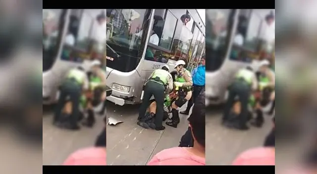 SMP: Bus del Metropolitano chocó a policía motorizada