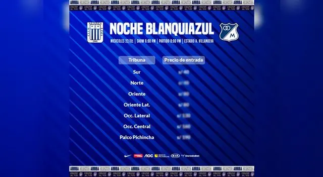Alianza Lima enfrentará a Millonarios de Colombia el próximo 22 de enero