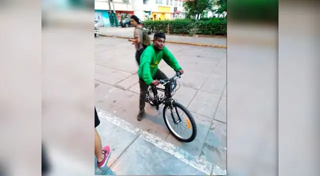 Joven héroe se luce con bici por calles de La Victoria