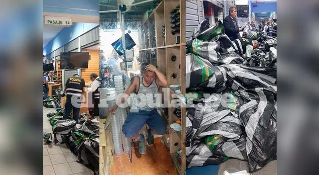 En total la División de Investigación de Delitos Contra la Propiedad Intelectual intervino 14 stand y se recolectó 400 sacos de rafia