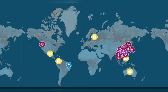 En el mapa de Google se observa 24 ciudades oficiales con casos de coronavirus