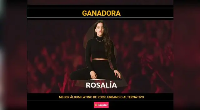 Rosalía gana su primer grammy por Mejor disco latino de rock, urbano o alternativo