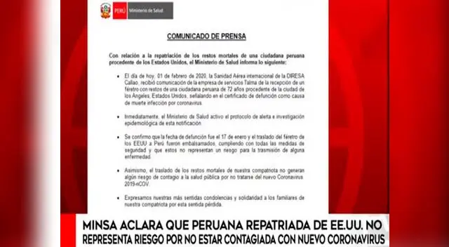 Hasta el momento no hay casos de coronavirus en el Perú Hasta el momento no hay casos de coronavirus en el Perú
