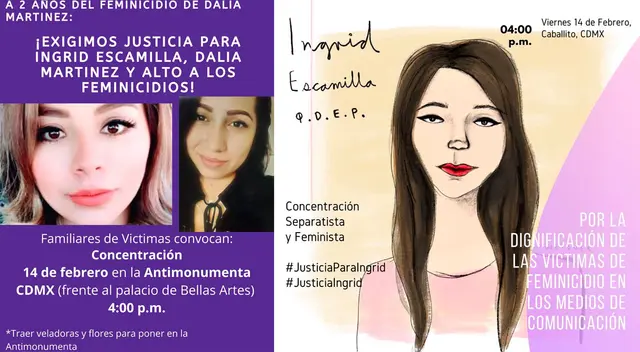 Diversos colectivos feministas alzarán su voz de protesta en honor a Ingrid. Diversos colectivos feministas alzarán su voz de protesta en honor a Ingrid.